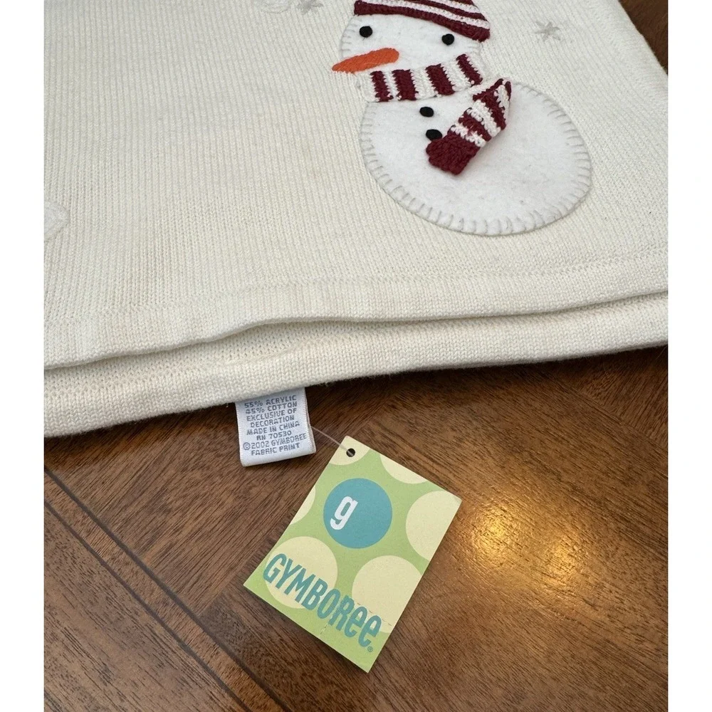 Vintage HTF Gymboree Baby Snowman Knit Blanket Boy Girl Winter Holiday Cream NWT